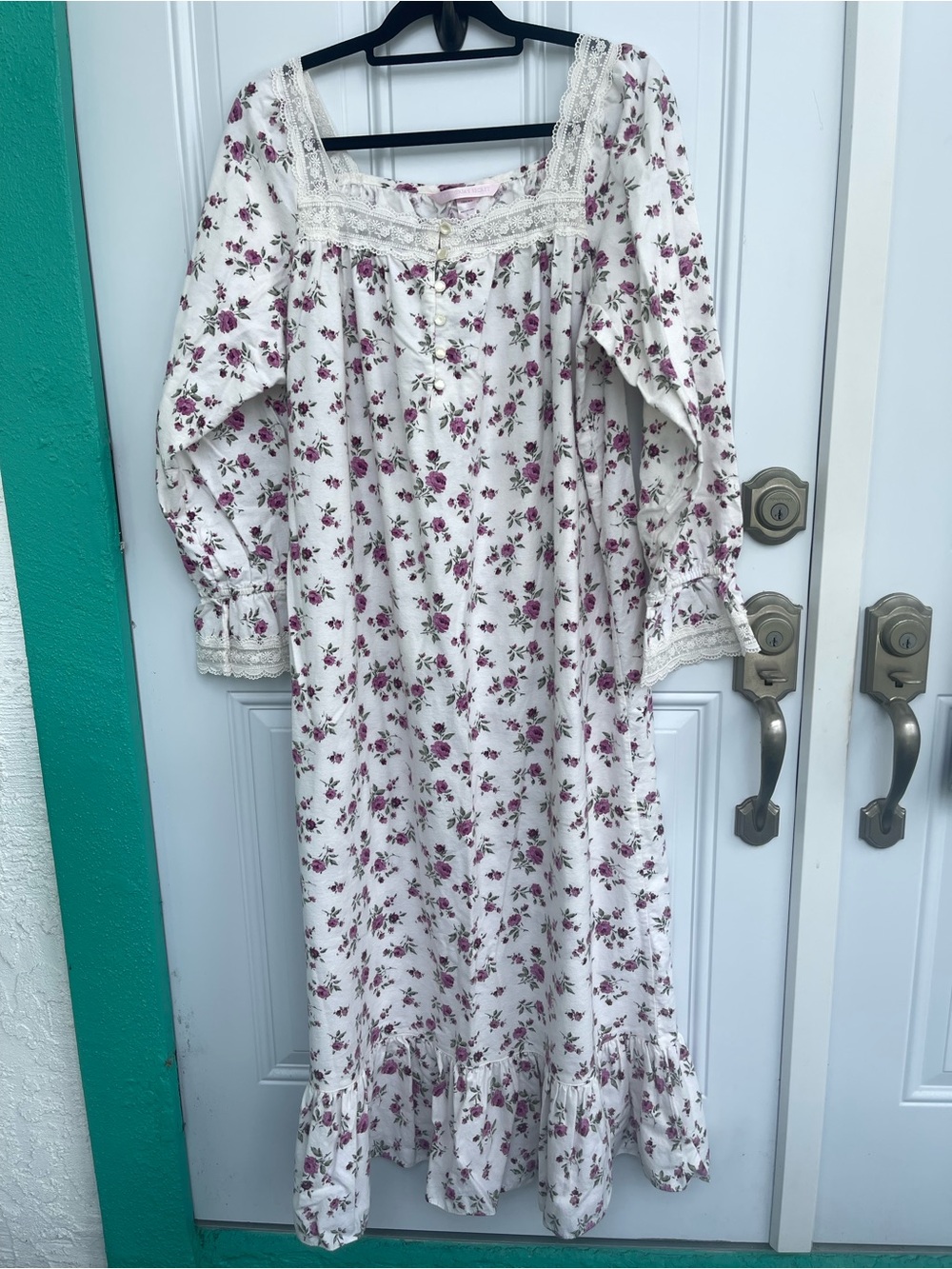 Victoria's Secret Floral Nightgown Lace Trim Cottagecore Maxi Larg